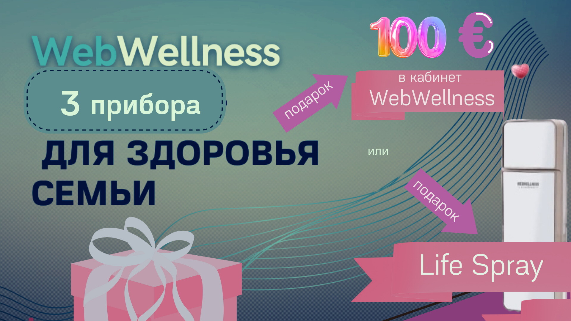 плакат акция покупка 4-х приборов WebWellness с подарком